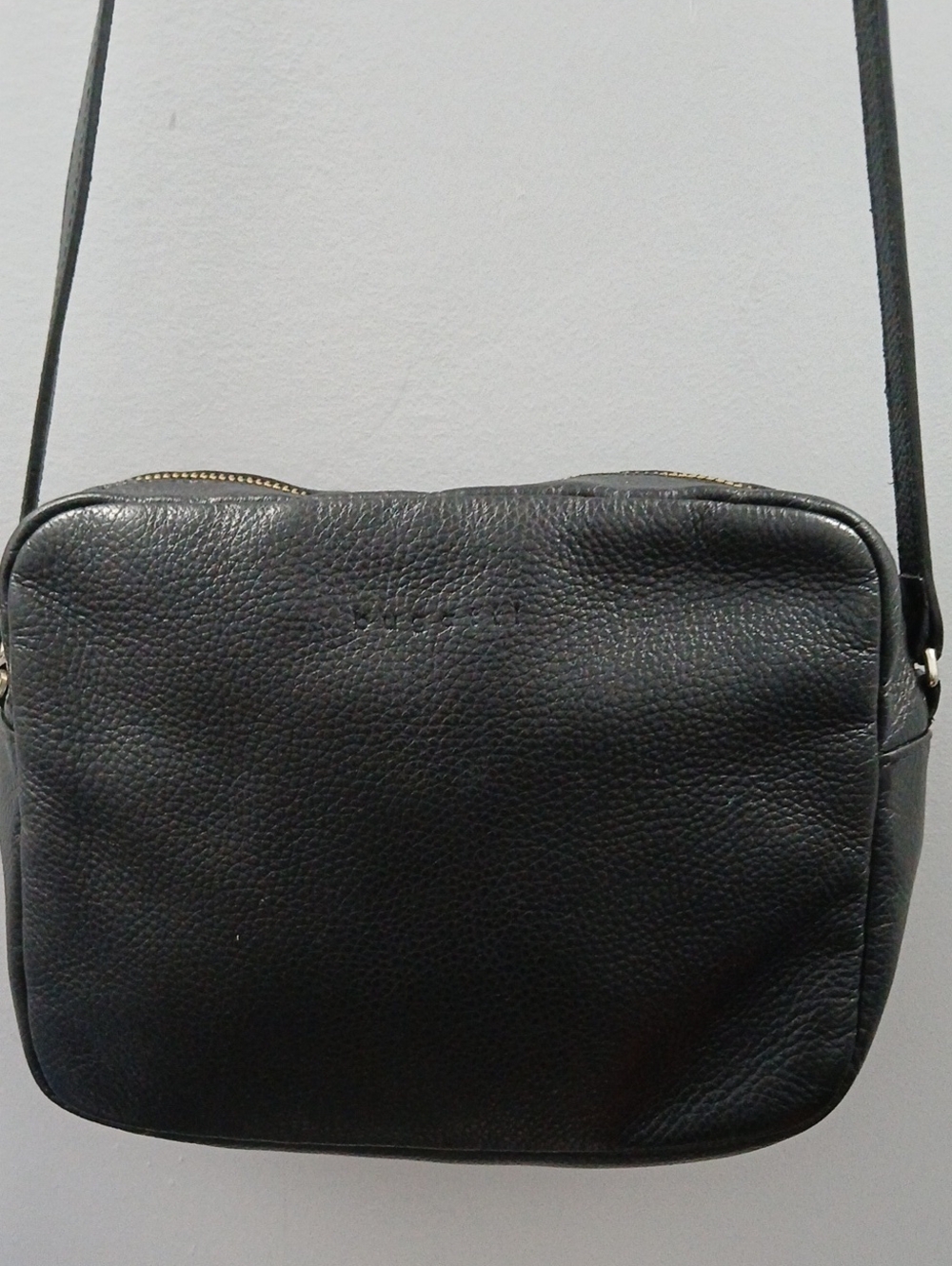 Bugatti Black Pebbled Leather Crossbody Bag